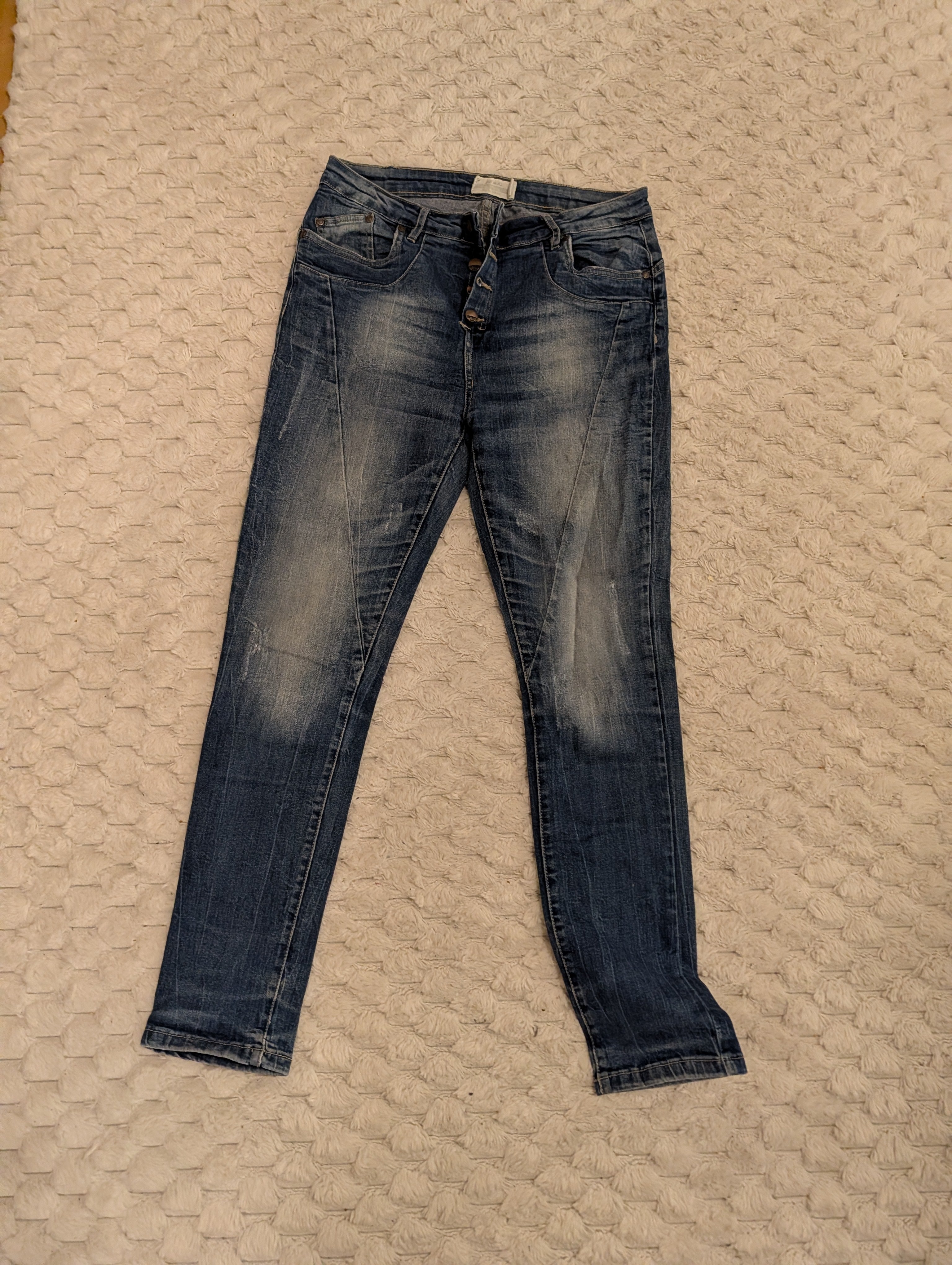 Niebieskie Jeansy z Przetarciami Slim XS