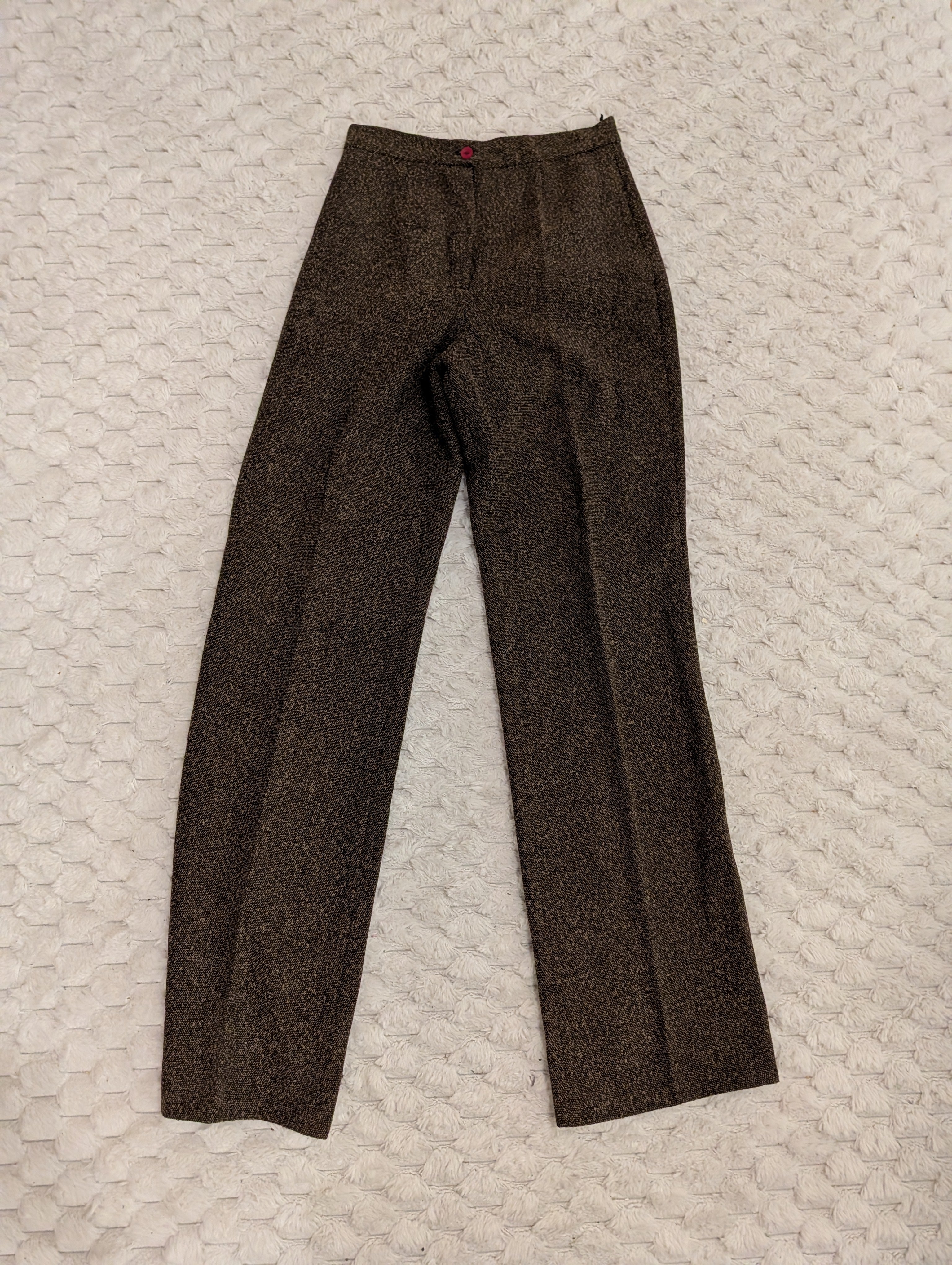 Brązowe Spodnie Tweedowe High Waist M