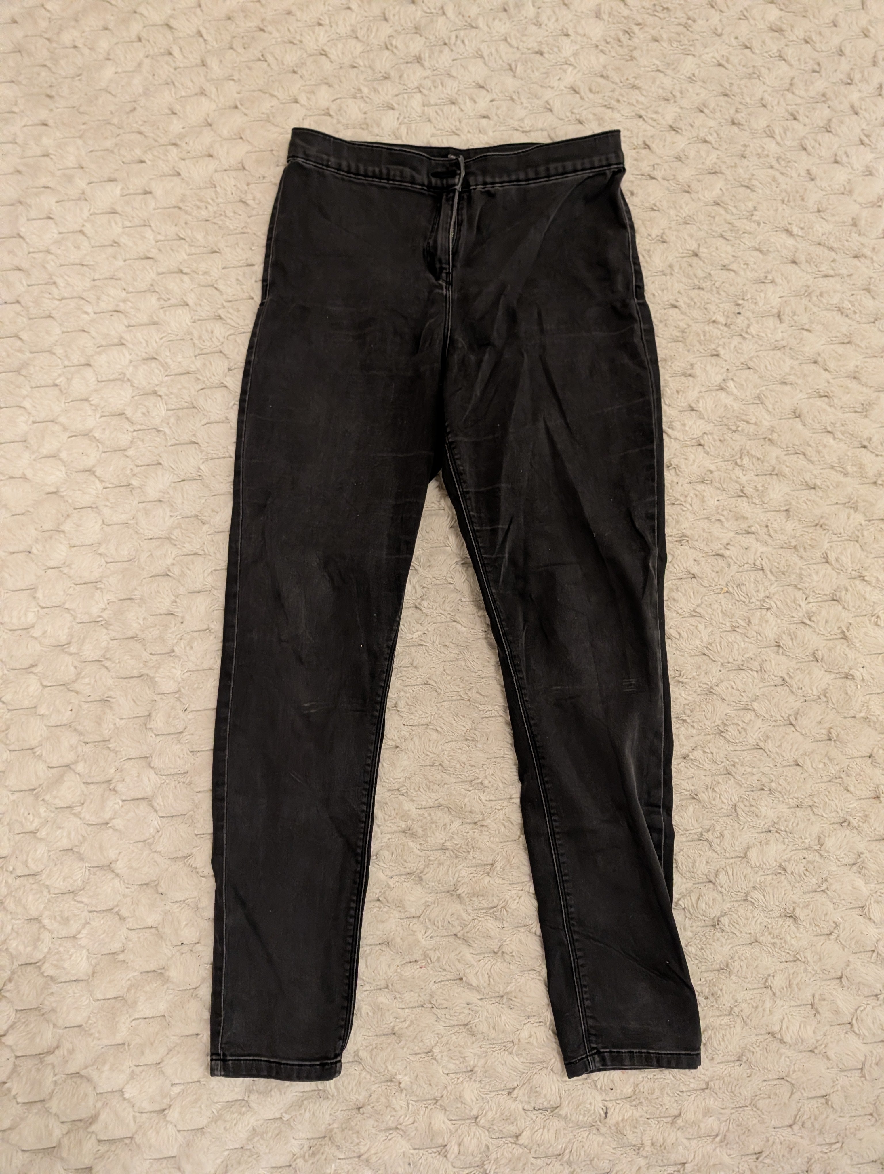 Czarne Jeansy High Waist z Wiązaniem XL