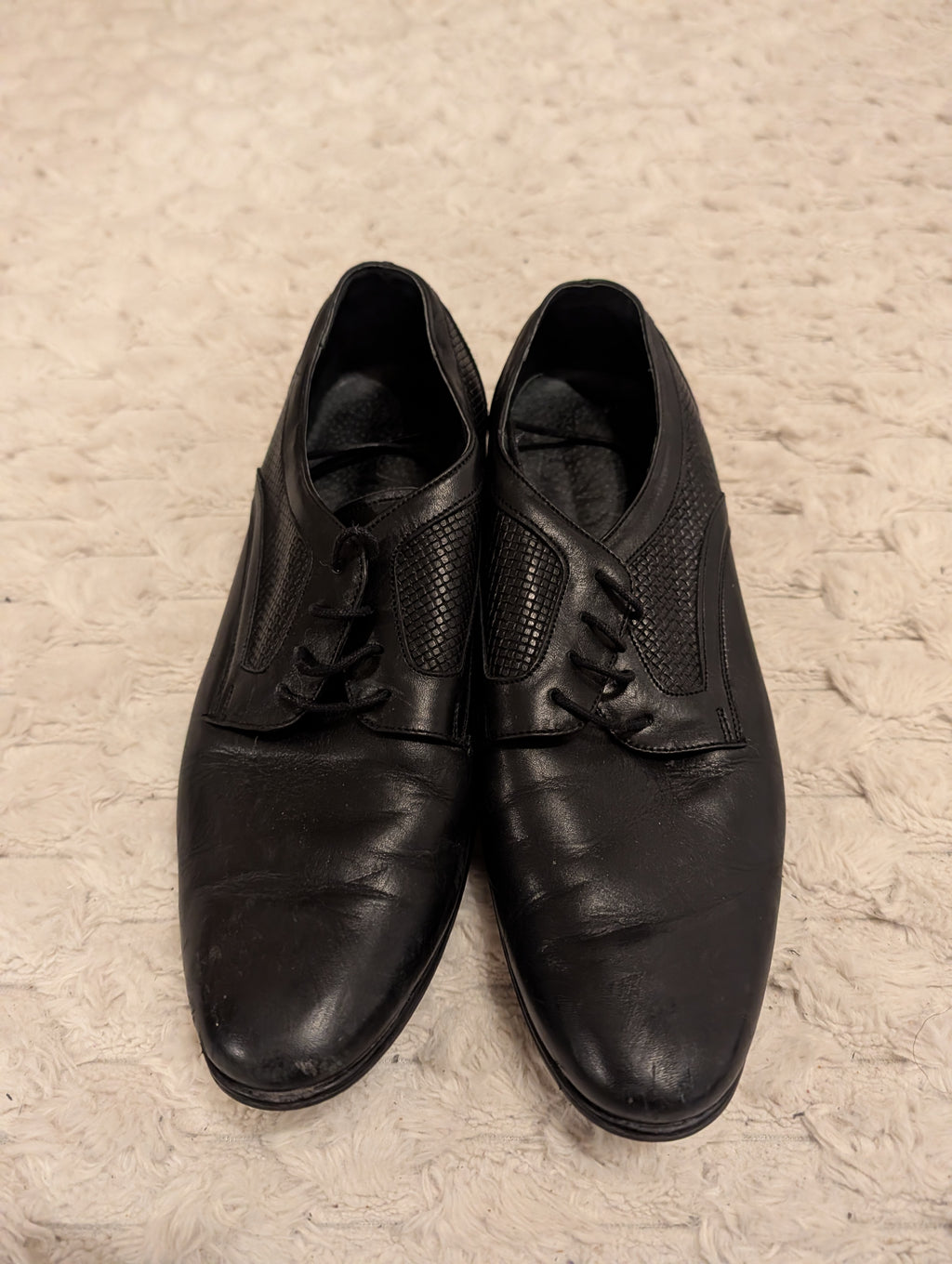Czarne Skórzane Półbuty Męskie Eleganckie 38