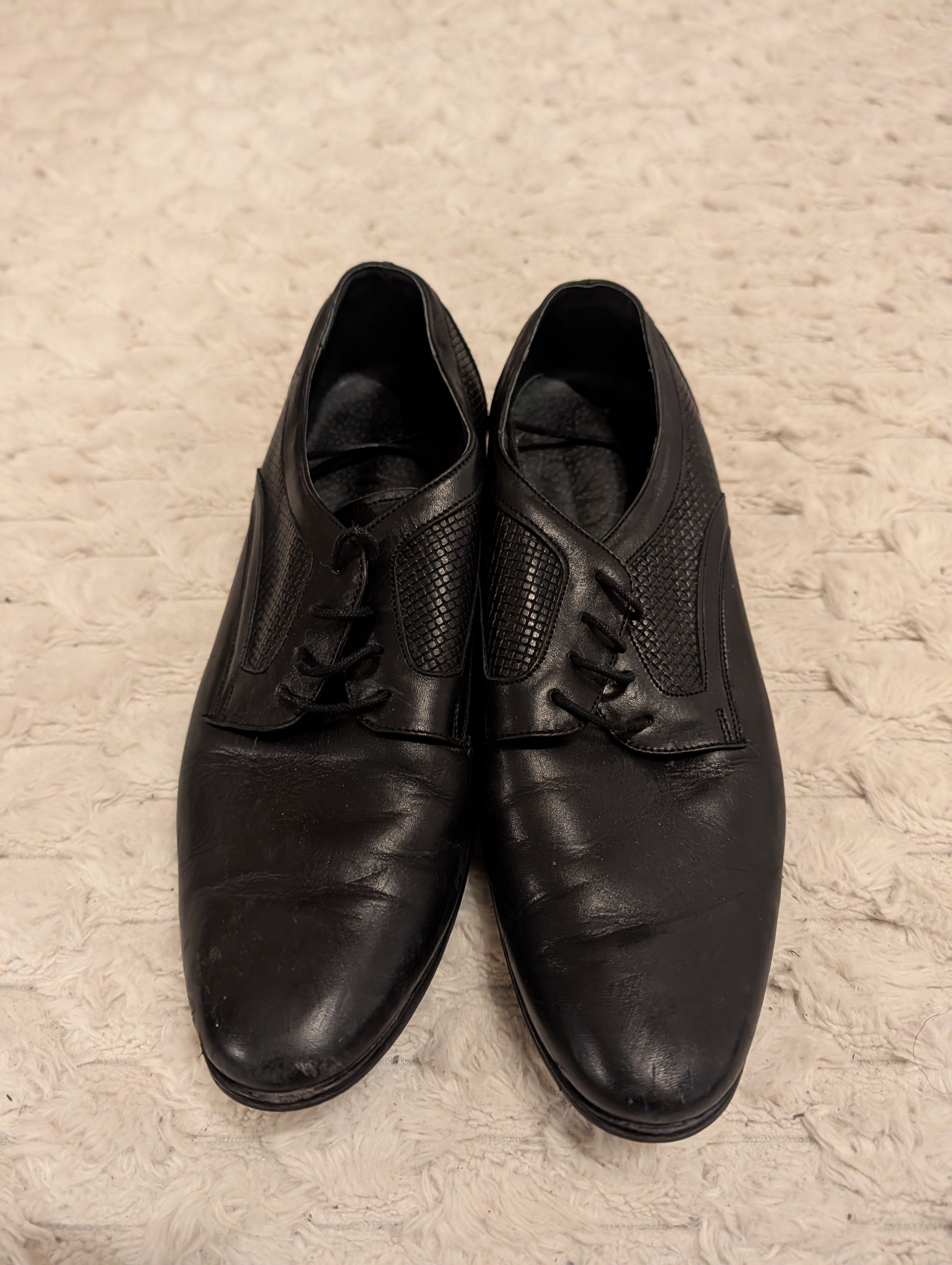 Czarne Skórzane Półbuty Męskie Eleganckie 38