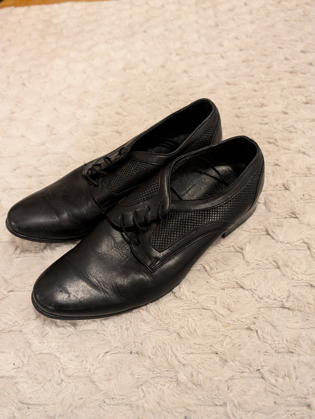 Czarne Skórzane Półbuty Męskie Eleganckie 38