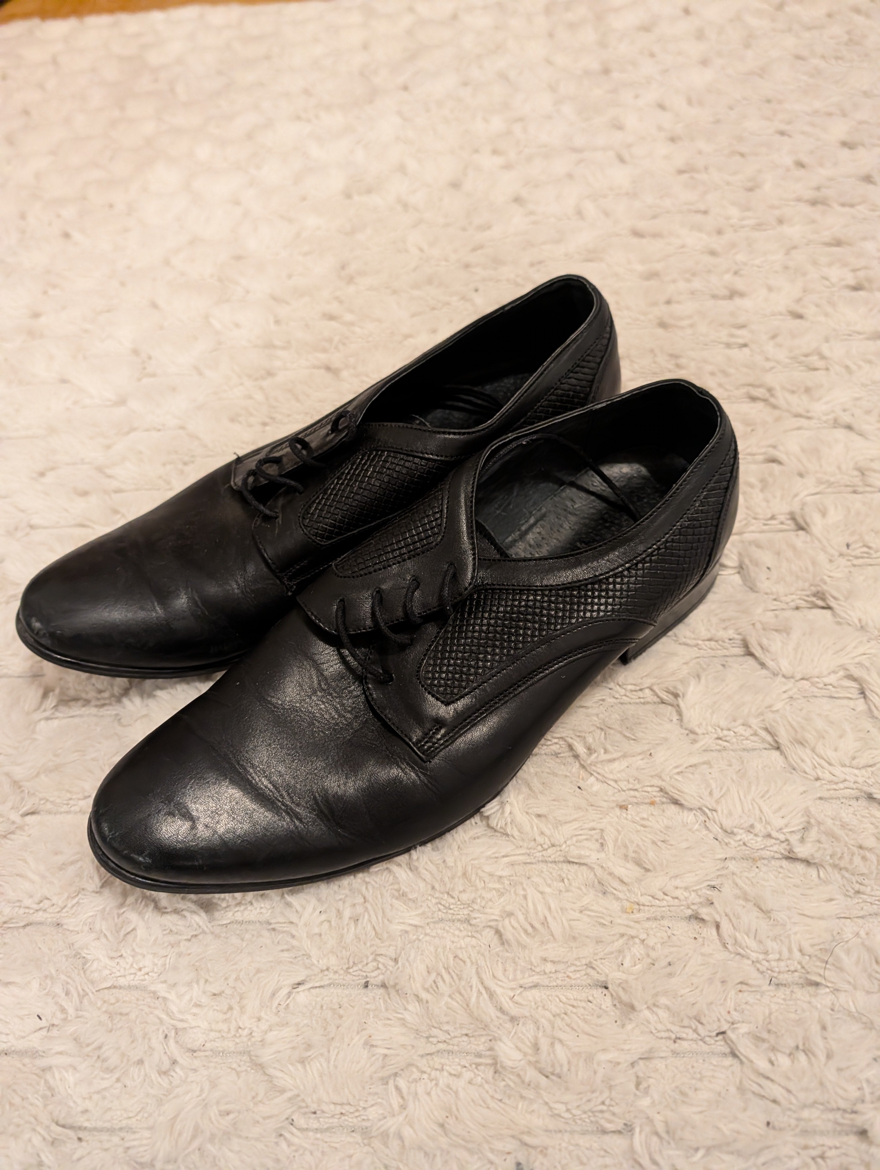 Czarne Skórzane Półbuty Męskie Eleganckie 38