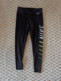 Czarne Legginsy Sportowe Nike z Żółtym Logo M