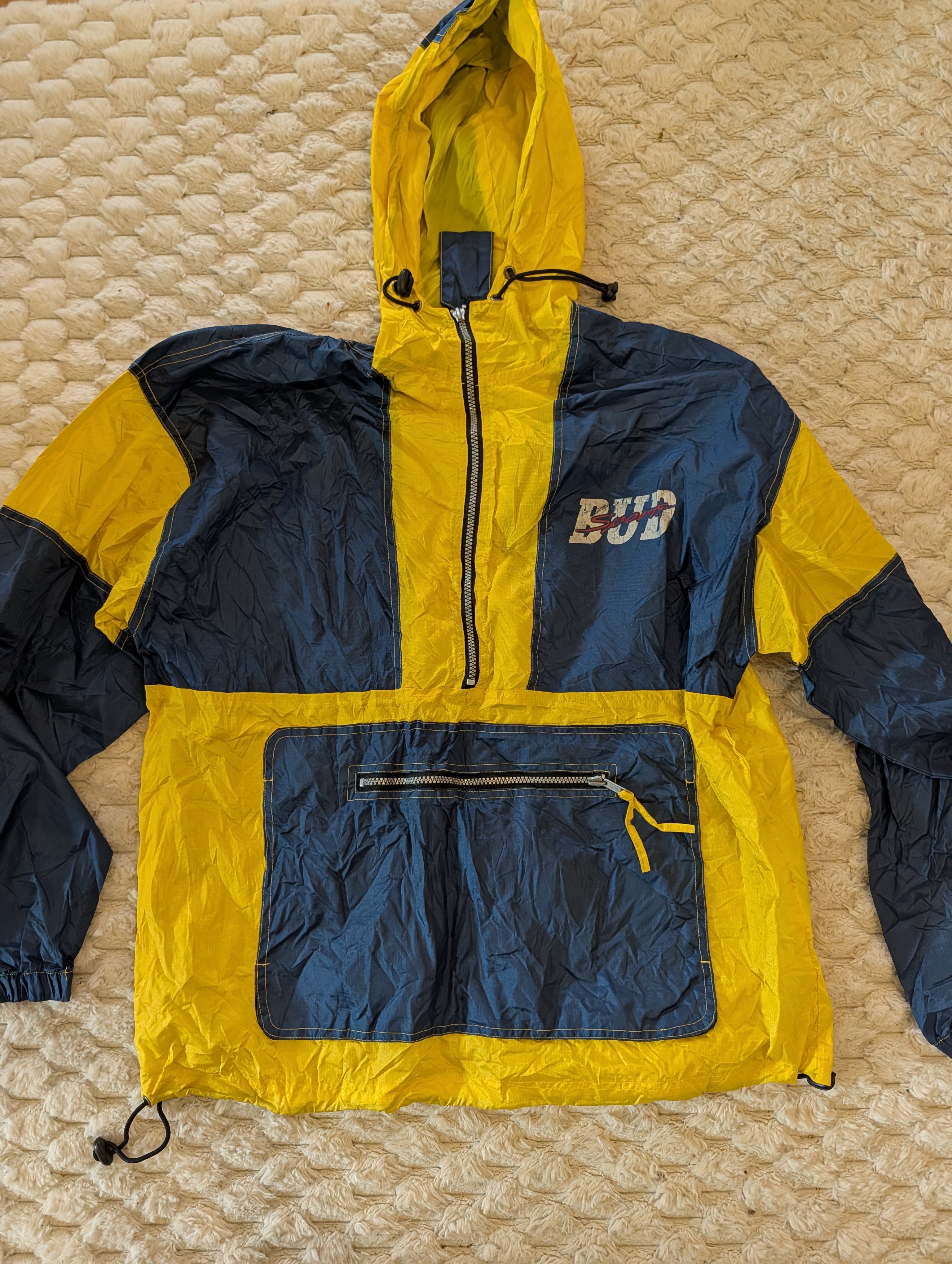 Anorak BUD Vintage Męski – Granatowo-Żółty XL [Grade B]
