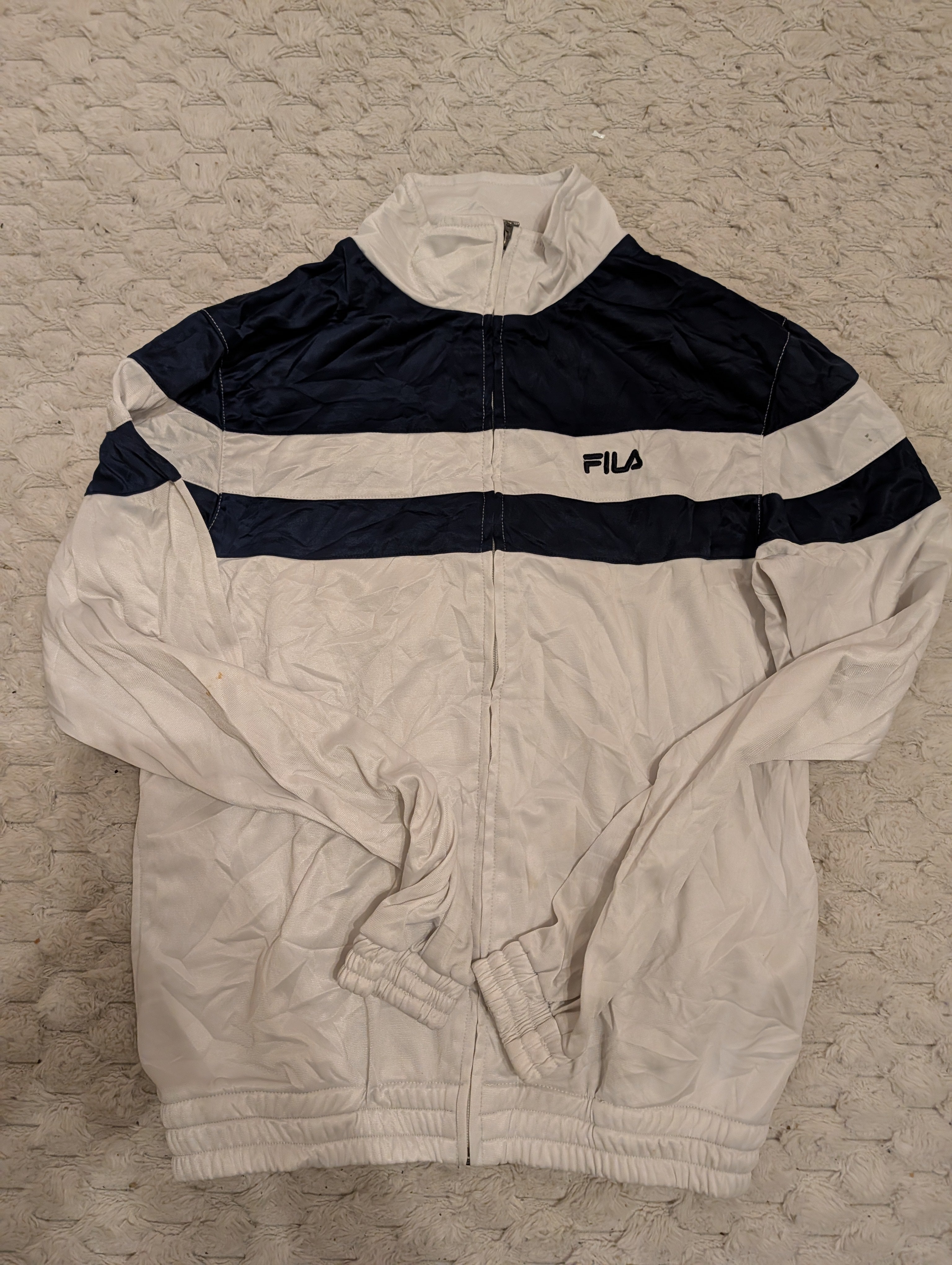 Bluza FILA Vintage Męska – Biało-Granatowa M [Grade B]