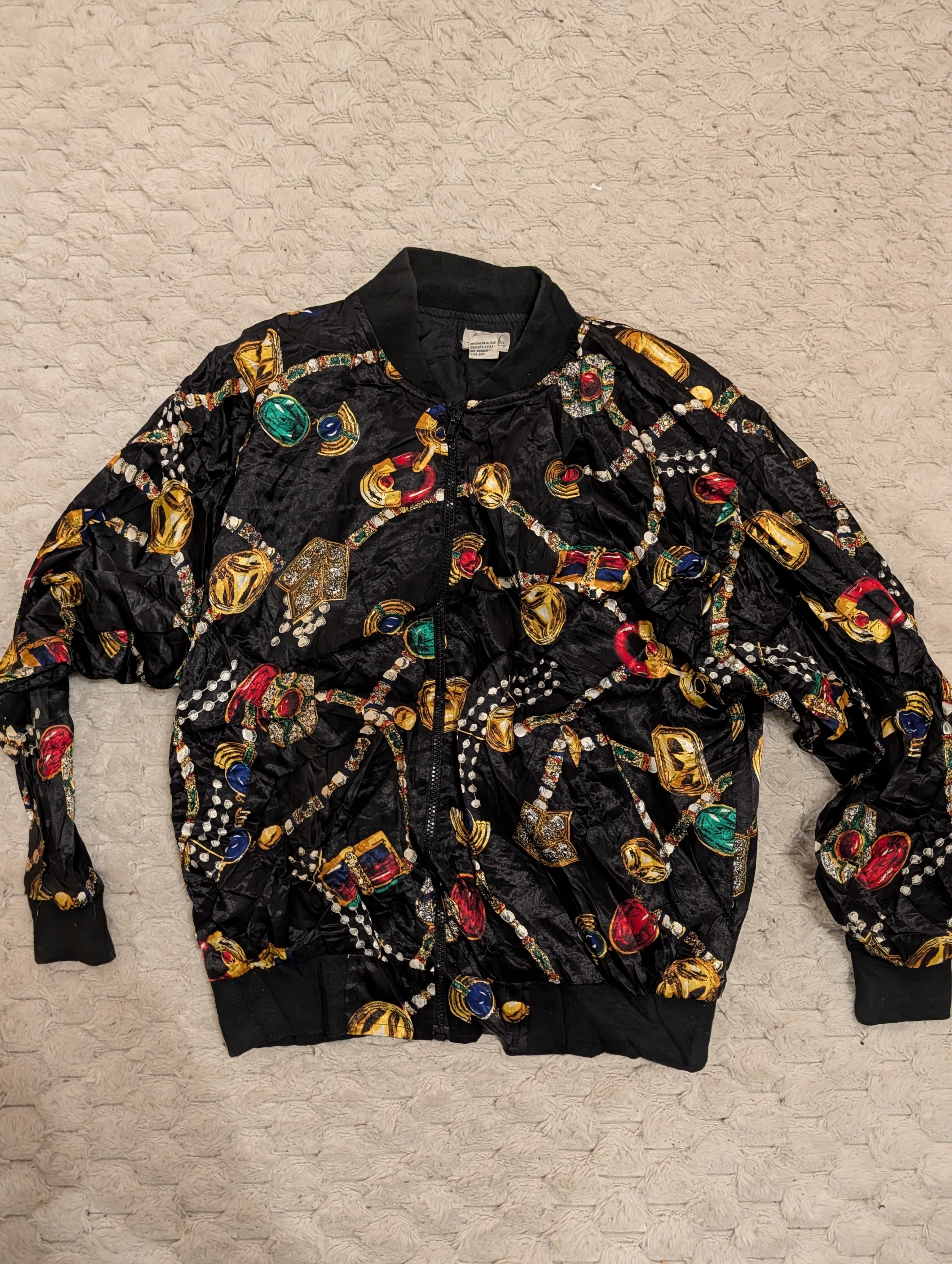 Bomberka Vintage Damska – Czarna Satynowa Biżuteria M [Grade B]